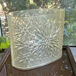 Vintage Lucite Sunburst Trash Can – Mid-Century Clear Oval Wastebasket
